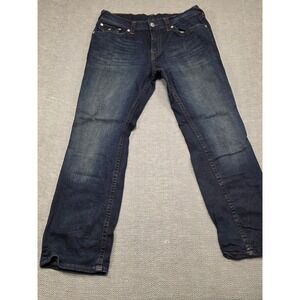 True Religion Ricky Relaxed Straight Jeans Dark Mens 34 Horseshoe Flap Pocket